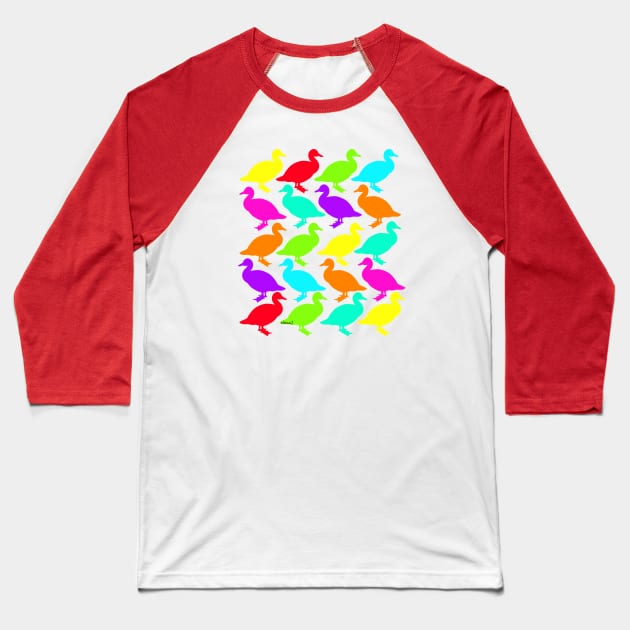 Colourful Geese walking Baseball T-Shirt by ellenaJ